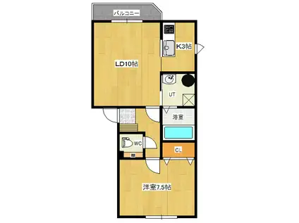 アミティエ(1LDK/3階)の間取り写真