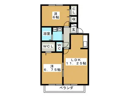サニーウェル彌(2LDK/1階)の間取り写真