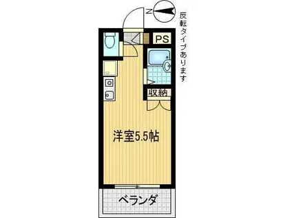 サンハイツ堀之内E(1K/2階)の間取り写真