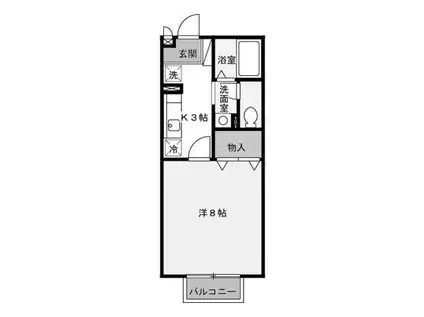 セレーノA(1K/2階)の間取り写真