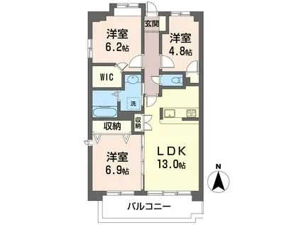 セルディーナ東小金井(3LDK/6階)の間取り写真