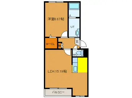 グランツ(1LDK/4階)の間取り写真