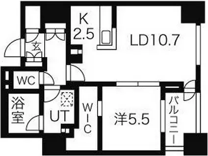 プライムメゾン南2条(1LDK/7階)の間取り写真