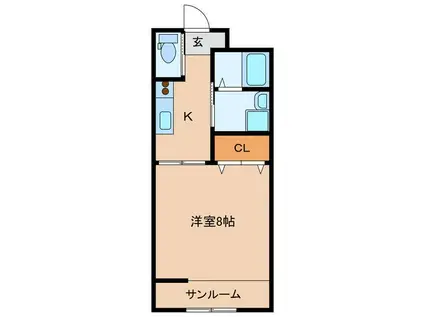 ビエナ中山(1K/2階)の間取り写真