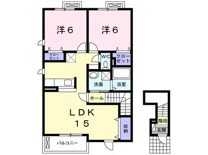 ラ・フランセC(2LDK/2階)の間取り写真