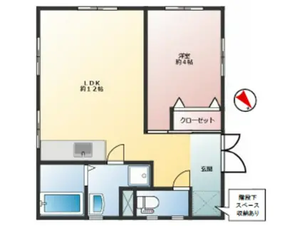 秋嶋ビル(1LDK/2階)の間取り写真