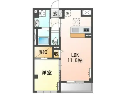 レオンII(1LDK/1階)の間取り写真
