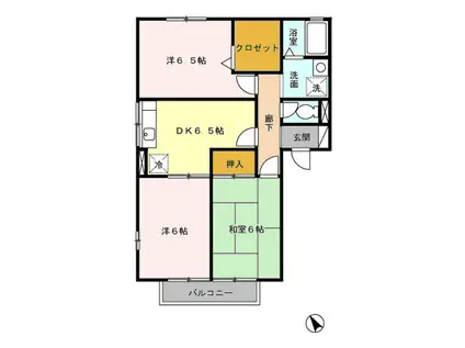 ビューハイツA(3LDK/2階)の間取り写真