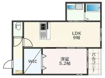 IL GRANDE黒髪(1LDK/3階)の間取り写真