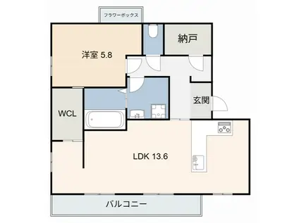 ジュネスIWAZUI・II(1LDK/2階)の間取り写真
