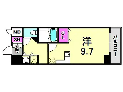 カスタリア三宮(ワンルーム/14階)の間取り写真