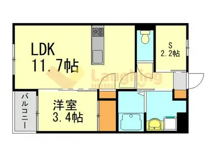 ベルオロール大善寺(1SLDK/4階)の間取り写真