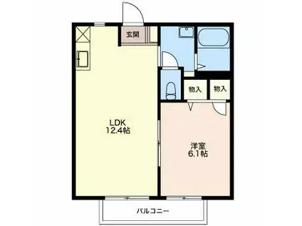 ヴェルジェサークII(1LDK/2階)の間取り写真