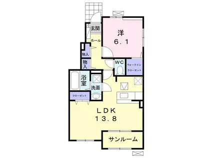 エミネント 黒丸B(1LDK/1階)の間取り写真