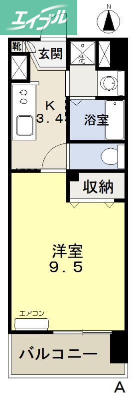 福富GRADEマンション(1K/4階)の間取り写真