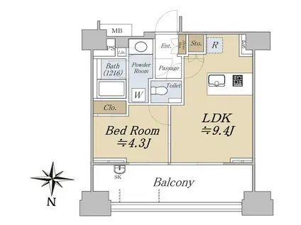プレミスト代々木大山(1LDK/6階)の間取り写真