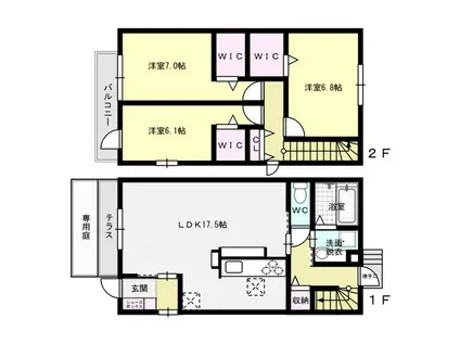 D-ROOM平尾(3LDK/1階)の間取り写真