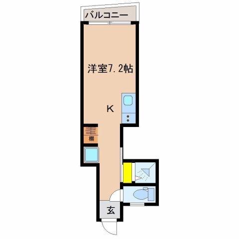 D7松山(ワンルーム/2階)の間取り写真