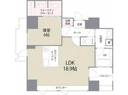 THE CROSS-MENT(1LDK/12階)の間取り写真