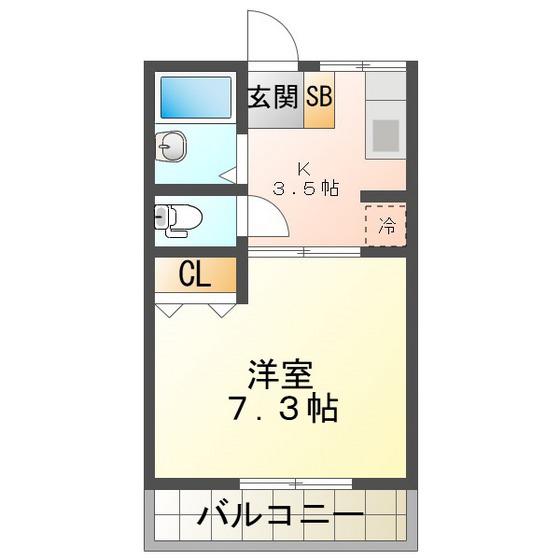 レクエルド城北(1K/1階)の間取り写真