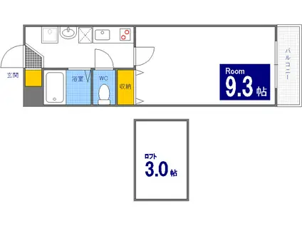 コウゴリヨービル(1K/3階)の間取り写真