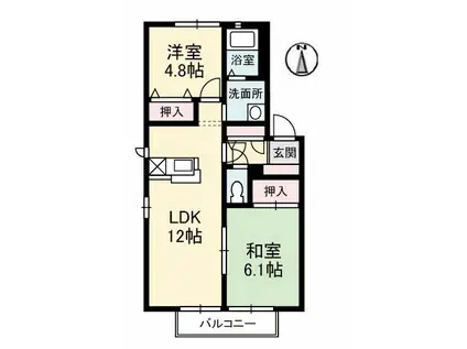 クレセント・トウヨウ C棟(2LDK/2階)の間取り写真