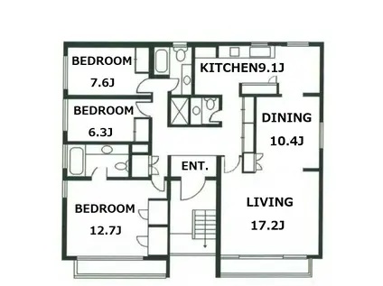 ユーネックストゥワインデール(3LDK/3階)の間取り写真