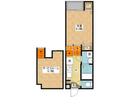 VIOLA KOGA(1SK/2階)の間取り写真