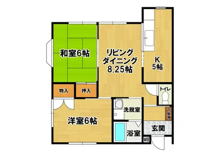 メゾン東光(2LDK/1階)の間取り写真