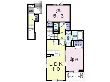 ブローテ A(2LDK/2階)の間取り写真