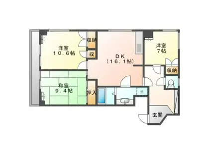 クレエハイム(3DK/3階)の間取り写真