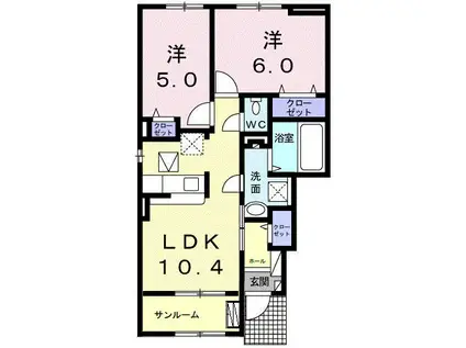 モロドミール(2LDK/1階)の間取り写真