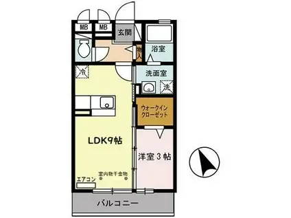 グランドゥール(1LDK/3階)の間取り写真