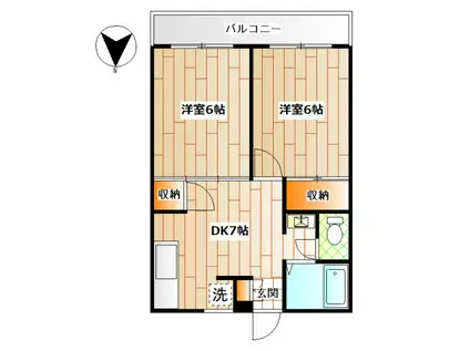 ハイマートオルト 三ツ境(2DK/1階)の間取り写真