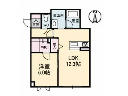 テラ高柳II(1LDK/1階)の間取り写真