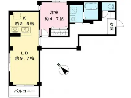 SOLANA DEUX(1LDK/3階)の間取り写真