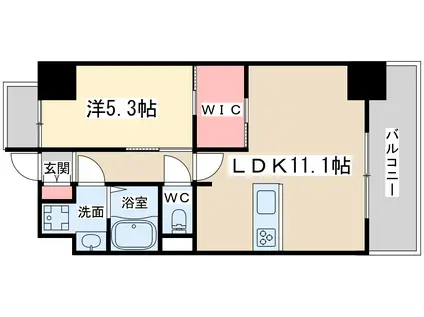 ラドゥセール西天満(1LDK/11階)の間取り写真