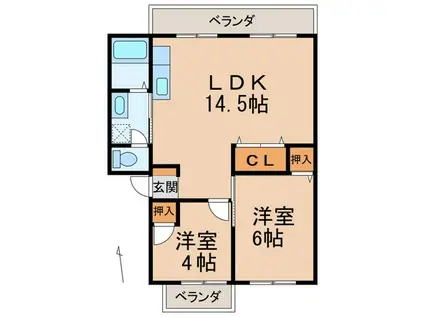 松長マンション弐番館(2LDK/3階)の間取り写真