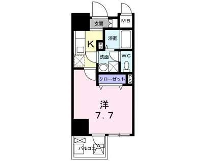 LA PENTE VOLUME(1K/7階)の間取り写真