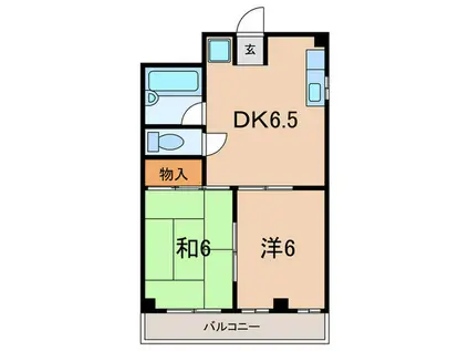 甲南ビル(2DK/2階)の間取り写真