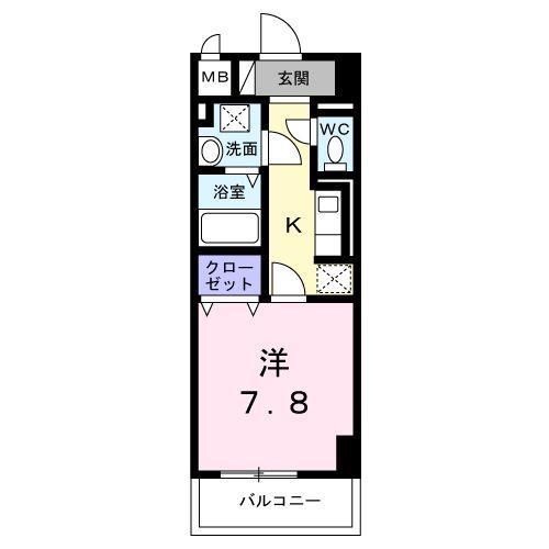 サンライズ 江平中町(1K/4階)の間取り写真