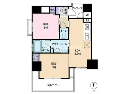 エステムプラザ心斎橋エグゼ(2LDK/6階)の間取り写真