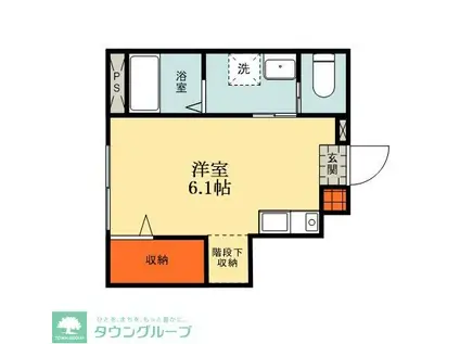 青空とそよ風のフィオーレ(ワンルーム/1階)の間取り写真