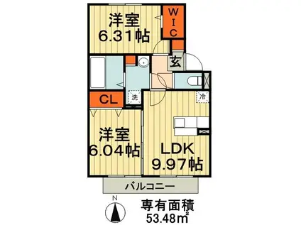 サン アベニール(2LDK/2階)の間取り写真
