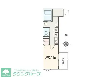 MELLAS日進III(1K/1階)の間取り写真