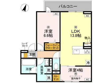 クラシスト苅田ウエスト(2LDK/3階)の間取り写真