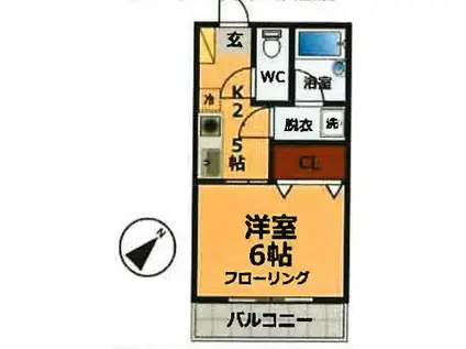 ブロッサムガーデンB(1K/3階)の間取り写真