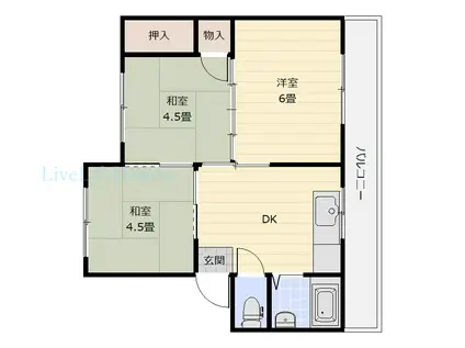 三木マンション(3DK/2階)の間取り写真