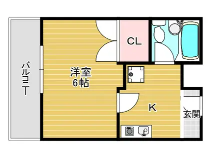 万葉ハイツ(1K/1階)の間取り写真