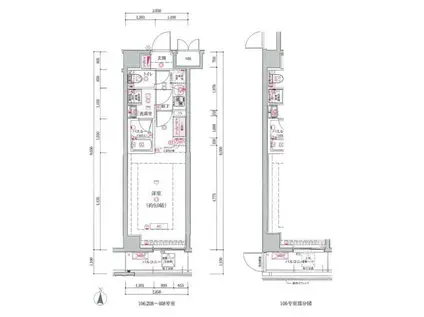 アルテカーサアリビエ東京イースト(1K/1階)の間取り写真